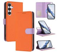 xinyunew Funda Magnética de Cuero Genuino 2 en 1 para Samsung Galaxy M35 5G,Estuche Magnético [Bloqueo RFID][Función Stand] Funda Tipo Billetera de Cuero Desmontable Leather Case,Naranja