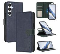 xinyunew Funda Magnética de Cuero Genuino 2 en 1 para Samsung Galaxy M35 5G,Estuche Magnético [Bloqueo RFID][Función Stand] Funda Tipo Billetera de Cuero Desmontable Leather Case,Azul