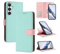 xinyunew Funda Magnética de Cuero Genuino 2 en 1 para Samsung Galaxy M55/C55 5G,Estuche Magnético [Bloqueo RFID][Función Stand] Funda Tipo Billetera de Cuero Desmontable Leather Case,Verde