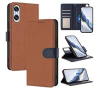 xinyunew Funda Magnética de Cuero Genuino 2 en 1 para Sony Xperia 10 Vi,Estuche Magnético [Bloqueo RFID][Función Stand] Funda Tipo Billetera de Cuero Desmontable Leather Case,marrón