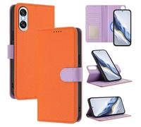 xinyunew Funda Magnética de Cuero Genuino 2 en 1 para Sony Xperia 10 Vi,Estuche Magnético [Bloqueo RFID][Función Stand] Funda Tipo Billetera de Cuero Desmontable Leather Case,Naranja