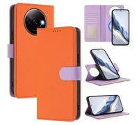 xinyunew Funda Magnética de Cuero Genuino 2 en 1 para Xiaomi Redmi A3/Poco C61/A3X 4G,Estuche Magnético [Bloqueo RFID][Función Stand] Funda Tipo Billetera de Cuero Desmontable Leather Case,Naranja