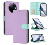 xinyunew Funda Magnética de Cuero Genuino 2 en 1 para Xiaomi Redmi A3/Poco C61/A3X 4G,Estuche Magnético [Bloqueo RFID][Función Stand] Funda Tipo Billetera de Cuero Desmontable Leather Case,púrpura