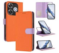 xinyunew Funda Magnética de Cuero Genuino 2 en 1 para Xiaomi Redmi Turbo 3/Poco F6,Estuche Magnético [Bloqueo RFID][Función Stand] Funda Tipo Billetera de Cuero Desmontable Leather Case,Naranja