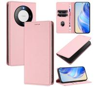xinyunew Funda para Huawei Mate 60 Pro PU Cuero Premium - [RFID Bloqueador] Carcasa de Cuero PU, Magnético Libro Tipo Flip Capa,Soporte Plegable con Tarjetero,Rosa
