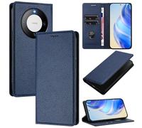 xinyunew Funda para Huawei Mate 60 Pro PU Cuero Premium - [RFID Bloqueador] Carcasa de Cuero PU, Magnético Libro Tipo Flip Capa,Soporte Plegable con Tarjetero,Azul