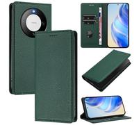 xinyunew Funda para Huawei Mate 60 Pro PU Cuero Premium - [RFID Bloqueador] Carcasa de Cuero PU, Magnético Libro Tipo Flip Capa,Soporte Plegable con Tarjetero,Verde