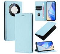 xinyunew Funda para Huawei Mate 60 PU Cuero Premium - [RFID Bloqueador] Carcasa de Cuero PU, Magnético Libro Tipo Flip Capa,Soporte Plegable con Tarjetero,Azul Claro