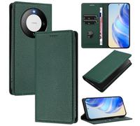 xinyunew Funda para Huawei Mate 60 PU Cuero Premium - [RFID Bloqueador] Carcasa de Cuero PU, Magnético Libro Tipo Flip Capa,Soporte Plegable con Tarjetero,Verde