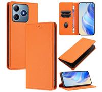 xinyunew Funda para Realme C63 4G/Realme C61 4G PU Cuero Premium - [RFID Bloqueador] Carcasa de Cuero PU, Magnético Libro Tipo Flip Capa,Soporte Plegable con Tarjetero,Naranja