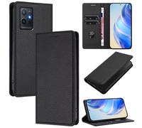 xinyunew Funda para Vivo Y55 5G/Y75 5G/Y30 PU Cuero Premium - [RFID Bloqueador] Carcasa de Cuero PU, Magnético Libro Tipo Flip Capa,Soporte Plegable con Tarjetero,Negro