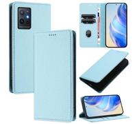 xinyunew Funda para Vivo Y55 5G/Y75 5G/Y30 PU Cuero Premium - [RFID Bloqueador] Carcasa de Cuero PU, Magnético Libro Tipo Flip Capa,Soporte Plegable con Tarjetero,Azul Claro