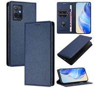 xinyunew Funda para Vivo Y55 5G/Y75 5G/Y30 PU Cuero Premium - [RFID Bloqueador] Carcasa de Cuero PU, Magnético Libro Tipo Flip Capa,Soporte Plegable con Tarjetero,Azul