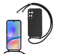 xinyunew Funda Silicona con Cuerda para Samsung Galaxy A05S, Carcasa Suave Silicona Case con Correa Colgante Ajustable Collar Correa de Cuello Cadena Cordón para Samsung Galaxy A05S (Negro)