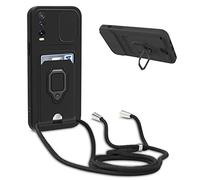 xinyunew Protección de Cámara Funda Compatible con Vivo Y20/Y20 2021/Y20I/Y20S/Y11S/Y12S, con Anillo Soporte, Ajustable Collar Correa de Cuello Cordón Carcasa de Silicona-Pinko