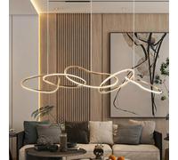 XinZe Lámpara Colgante Moderna LED Redonda Irregular Lámpara Colgante Lineal Dorada Iluminación Interior Regulable Lámpara Colgante Altura Ajustable 100cm Para Salón Cocina Comedor