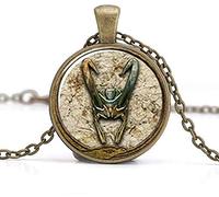 xinzhahi Loki - Collar con colgante de dios de travesuras de cristal para fotos, joyería de cumpleaños, festival de regalo, 25mm, Metal