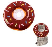 Xinzistar - Collar de Recuperación para Gatos con Cuello de Gato Suave y Protector Después de la Cirugía Ajustable para Curar el Cuello Cómodo Cono de Algodón (M, rosquilla marrón)