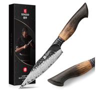 XINZUO 14,1cm Cuchillo Universal de Cocina 67 Capas de Acero de Damasco Cuchillo para Pelar Profesional Forjado a Mano 10Cr15CoMoV de Acero -Mango de Roble Blanco y G10 Rojo -con Caja de Regalo