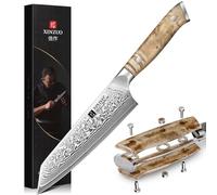 XINZUO 14,8cm Cuchillo de Cocinero Kiritsuke Acero de Damasco -Núcleos de Acero 10Cr15CoMoV Cuchillo Chef de Cocina Forjado a Mano Hojas Afiladas -Mango Ergonómico de Figured Sycamore Wood
