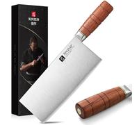 XINZUO 20,5cm Cuchillo de Cocina Chino Acero Compuesto de 3 Capas -Profesional Multifuncionales Afilado Cuchillo de Chef Acero Inoxidable -Mango Ergonómico de Red Wood -Para Carne, Pescado, Verduras