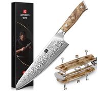 XINZUO 21cm Cuchillo de Cocinero 67 Capas de Acero de Damasco Profesional Forjado a Mano Cuchillo Chef de Cocina Hojas Afiladas-Núcleos de Acero 10Cr15CoMoV-Mango Ergonómico de Figured Sycamore Wood