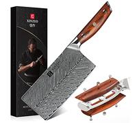 XINZUO Acero de Damasco 18cm Cuchillo Asiático, Profesional Cuchillo de Carnicero Cuchillo de Cocina Chino Cuchillos de Cocina, con Ergonómico Rosewood Mango - Yi Serie