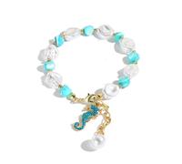 XioBingYou Pulsera bohemia para mujer, concha de estrella de mar, mariposa, hipocampo, caballito de mar, pulsera con cuentas de perlas de imitación, joyería bohemia, accesorios de playa de verano, IN