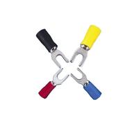 XIOKLM 25 unids/Lote SV14-5 de Cobre Rojo Cabezal Extremo prensado en frío Aislado Forma Horquilla U(Rosso)