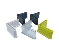 XIOKLM Almohadilla de pie tipo L, Base goma, estante antideslizante, cubierta cama hierro, funda protectora, barra ángulo ranurado, pies triangulares, 8 Uds(Transparent-8Pcs,30x30x3mm)