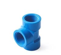 XIOKLM Conector de rosca hembra PVC 1/2 3/4 pulgadas, 20/25/32 mm, codo recto en T, adaptador 3 vías for riego jardín y acuario(Tee-Blue,20mm)
