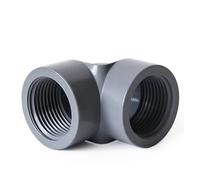 XIOKLM Conector de rosca hembra PVC 1/2 3/4 pulgadas, 20/25/32 mm, codo recto en T, adaptador 3 vías for riego jardín y acuario(Elbow-Grey,20mm)