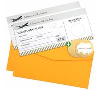 Xionghonglong 2 ticket dorado con 2 pegatinas doradas para rascar, 2 pegatinas redondas y 2 sobres, vales para rellenar para vales de Navidad, invitaciones, regalos de cumpleaños (pase de abordar)
