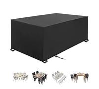 XIONGSHENG Fundas para muebles de jardín de 270 x 210 x 85 cm, fundas negras para muebles de exterior, impermeables, resistentes al viento, anti-UV, tela Oxford 600D, funda de mesa de jardín para