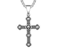 XIPIEIO Collar Neutro de Moda Collar Retro con Cruz de Calavera para Hombres Americana Colgante Punk Hip-Hop Accesorios de Personalidad Regalos de joyería