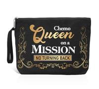 Xipromi Bolsa de maquillaje Chemo Queen On A Mission, divertida bolsa de cosméticos para luchadores contra el cáncer, regalos de cáncer de mama para mujeres, regalos de fin de quimioterapia para