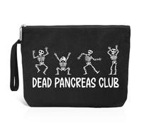 Xipromi Dead Pancreas Club Estuche de maquillaje de viaje con esqueleto lindo para diabéticos regalo de concienciación sobre diabetes, bolsa divertida para hombres y mujeres, abuela, abuelo, mamá