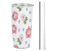 Xiputvl Floral Patrón Taza Termica Con Tapadera A Prueba De FugaS - Ideal Para Café Y BebidaS CalienteS - VaSo Termico AiSlante 30oz