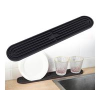 xiruiubao Alfombrilla Escurreplatos Estrecho, Antideslizante Alfombrilla de Bar, Banda Almohadillas Escurridor de Silicona para Vasos Botellas Tabla de Cortar, 43 x 7,8 x 1 cm, Negro