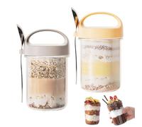 xiruiubao Overnight Oats Jars,Tarros de Cristal con Tapa Tupers Hermeticos Cristal,Recipientes Herméticos Para Alimentos con Cuchara para Almacenaje Oatmeal,Yoghurt,Jam,Muesli,Salad,400ml,2 Piezas