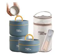 XIRUJNFD 2023 New Portable Insulated Lunch Container Set, Stackable 304 Stainless Steel Food Thermal Bento Box with Thermal Bag, Lunch Box for School Work Picnic Travel (Blue,3 Tier)