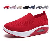 XIRUJNFD 2023 New Women's Orthopedic Sneakers, Air Cushion Orthopedic Shoes for Women, Orthopedic Slip On Shoes for Women (Red,39)