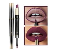 XIRUJNFD Juego de Lápiz Labial y Delineador de Larga Duración, 16 Colores, Doble Punta, Resistente al Agua 24 Horas, Acabado Mate (#15)