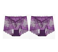 XIRUJNFD Ladies Silk Lace Handmade Underwear, Lace Boy Shorts Underwear For Women, Lace Panties Lace Underwear For Women (2Pcs Purple,L)