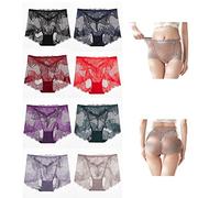 XIRUJNFD Ladies Silk Lace Handmade Underwear, Lace Boy Shorts Underwear For Women, Lace Panties Lace Underwear For Women (8Pcs-A,M)