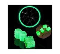 XIRUJNFD Universal Fluorescent Car Tire Valve Caps 4pcs, Luminous Tire Valve Stem Caps, Fluorescent Car Tire Valve Caps for Most Cars, Truck, SUV, Motorcycles, Bike (Green,16pcs)