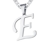 XIRUVE Longitud Ajustable Collar Colgante de Letra Inicial A-Z Acero Inoxidable Cadena Cubana Ancho 6mm para Hombre Mujer