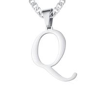 XIRUVE Longitud Ajustable Collar Colgante de Letra Inicial A-Z Acero Inoxidable Cadena Cubana Ancho 6mm para Hombre Mujer