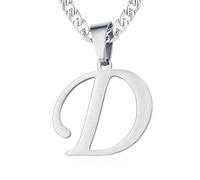 XIRUVE Longitud Ajustable Collar Colgante de Letra Inicial A-Z Acero Inoxidable Cadena Cubana Ancho 6mm para Hombre Mujer