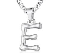 XIRUVE Longitud Ajustable Collar Colgante de Letra Inicial A-Z Acero Inoxidable Cadena Cubana Ancho 4.5mm para Hombre Mujer